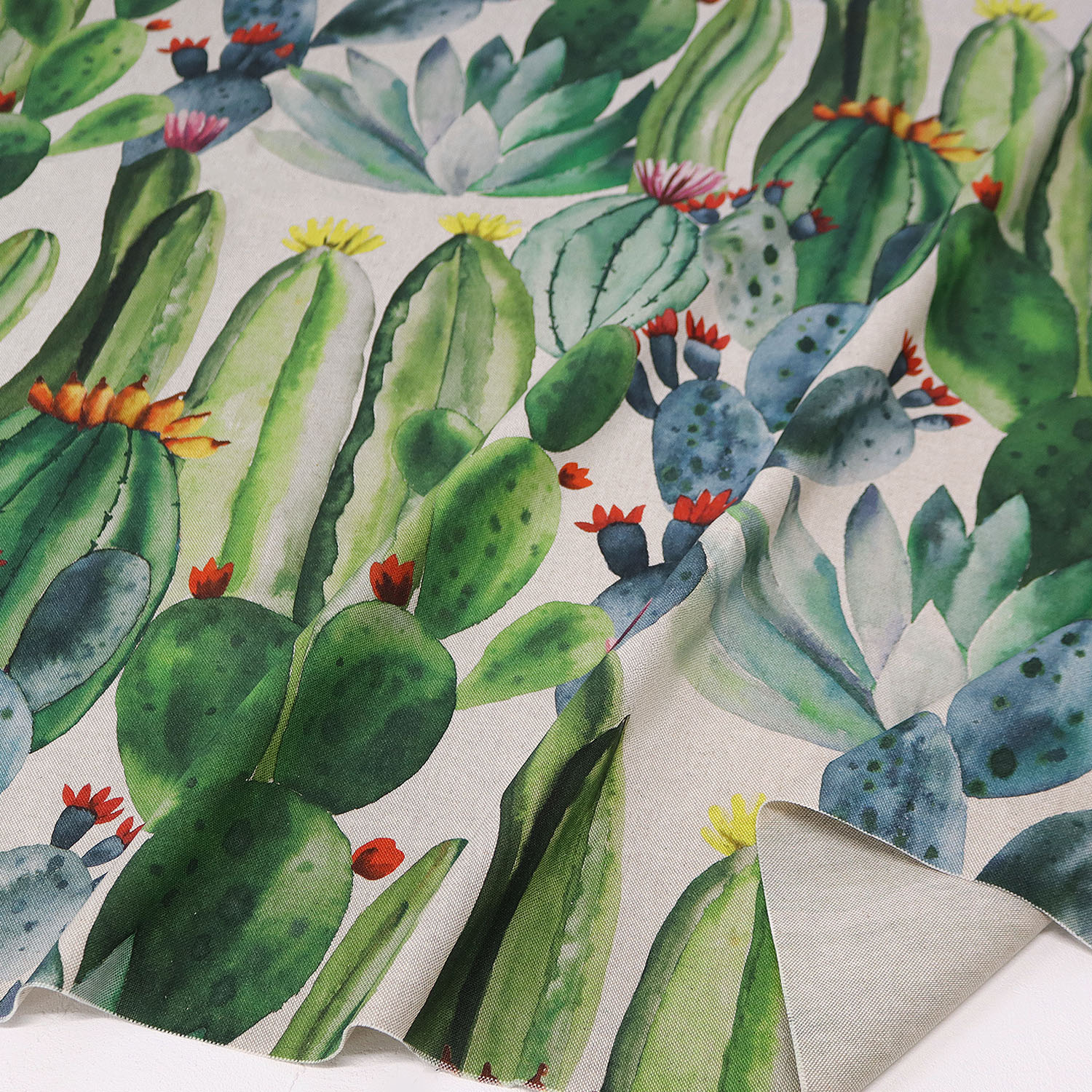 VIL-MOJAVE-11 Cactus, Imported from Spain, Cotton-linen-like inkjet oxford fabric, Approx. 140cm Wide, 1m/unit (m)