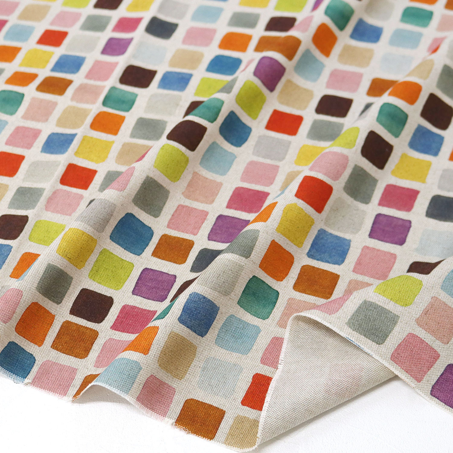 VIL-PARCHIS-11 Square, Imported from Spain, Cotton-linen-like inkjet oxford fabric, Approx. 140cm Wide, 1m/unit (m)