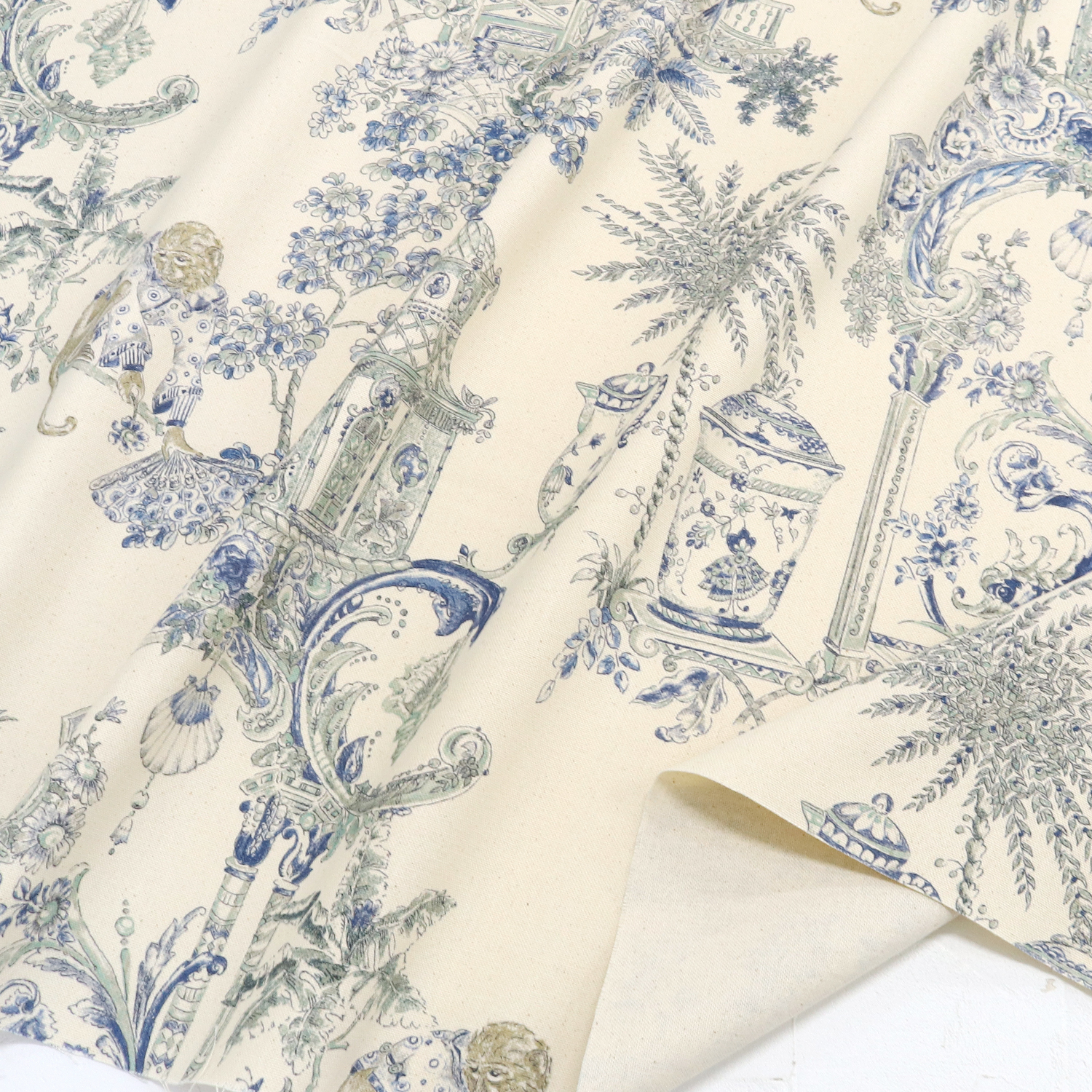 VIL-SIAM-30 Oriental Toile, Monkey and Bird, Imported from Spain, Cotton-linen-like inkjet oxford fabric, Approx. 140cm Wide, 1m/unit (m)