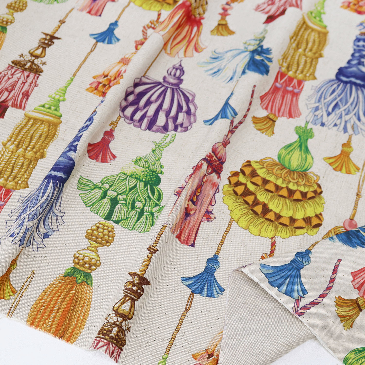 VIL-VERSAILLES-1 Tassel Fabric, Imported from Spain, Cotton-linen-like inkjet oxford fabric, Approx. 140cm Wide, 1m/unit (m)