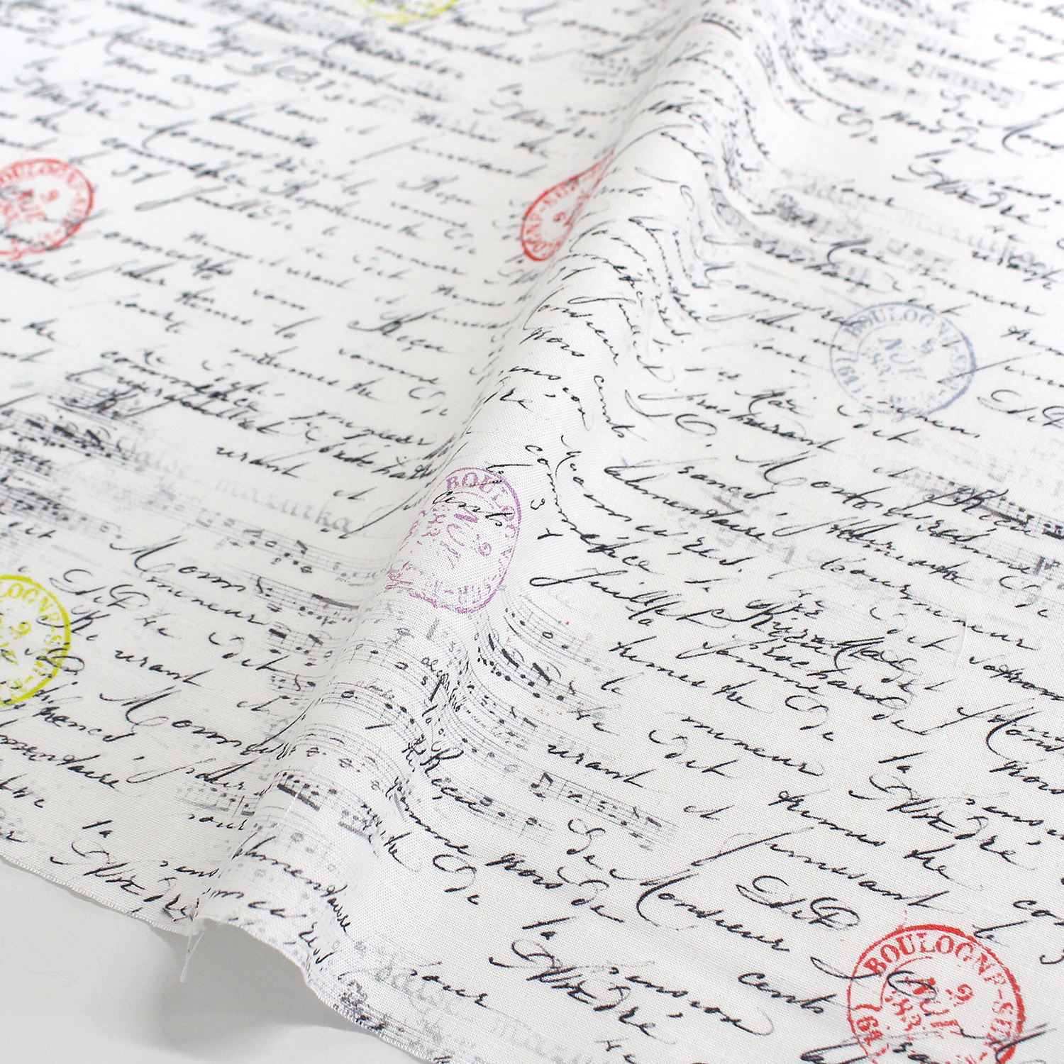 【1128新柄】MICH9223-W 英字と楽譜 ホワイト地 Michael Miller マイケルミラー USAプリント 1m単位 (m)