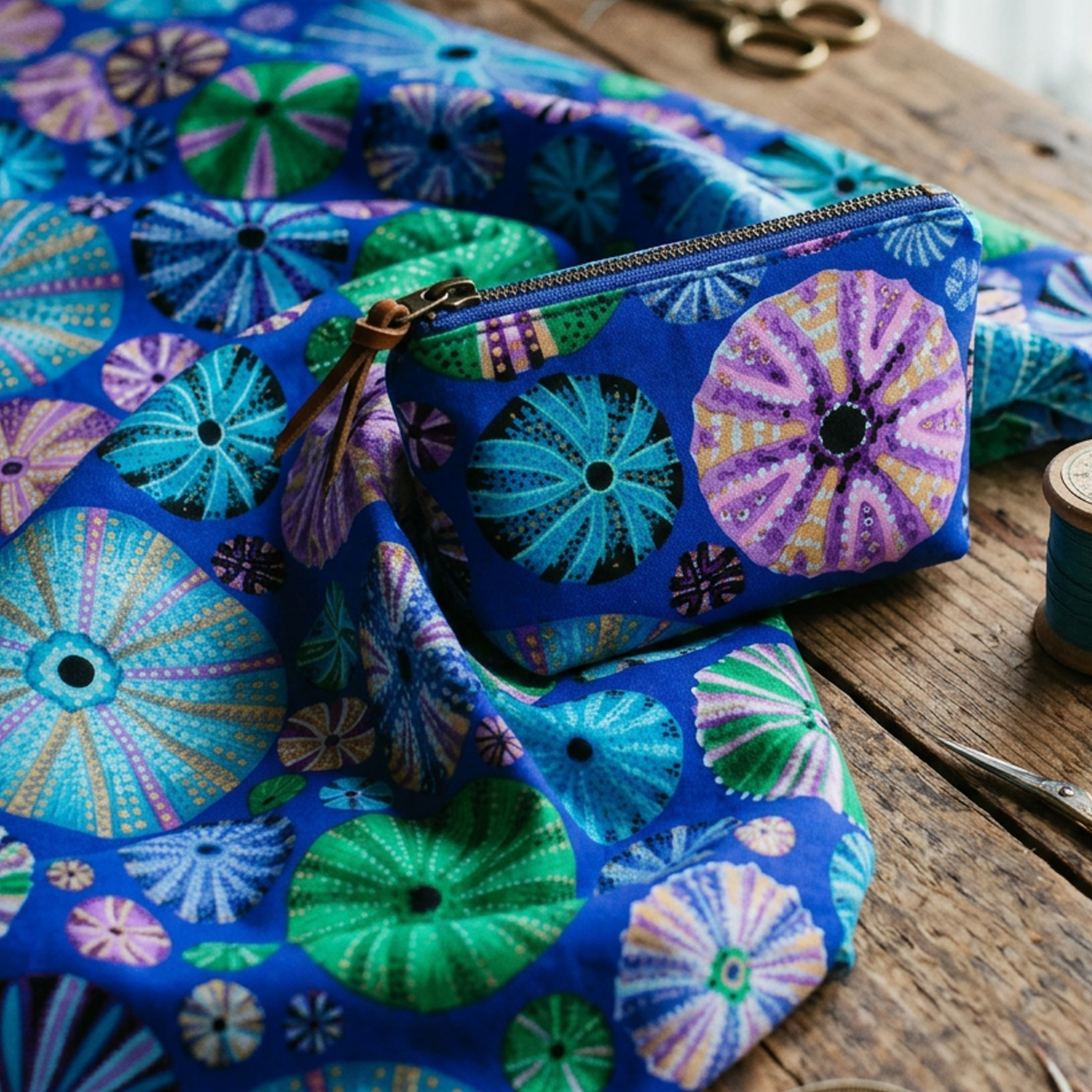 【0324新柄】FSP-945 ブルー地 カラフルドット サークルアート USAプリント生地 Kaffe Fassett -ケイフ・ファセット- FreeSpirit フリースピリット USAプリント m単位 (m)