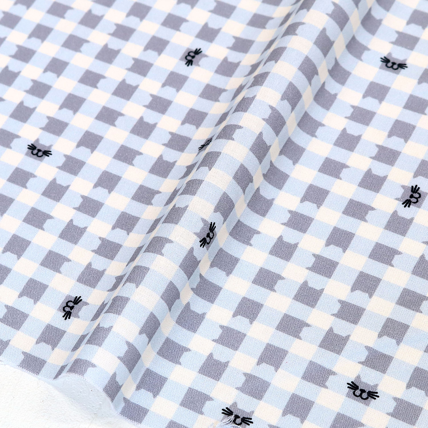 ROB23291-336 ねこ ギンガムチェック ROBERT KAUFMAN ロバートカフマン USAプリント 1m単位 (m)