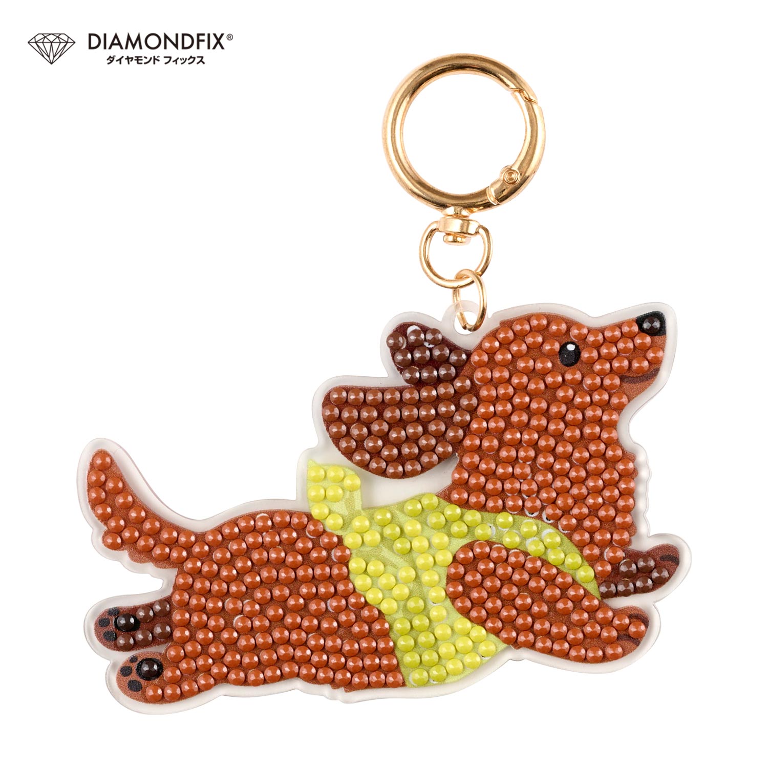 T10-6032 ダイヤモンドフィックス キーホルダー dog「ダックスフント」 (箱)