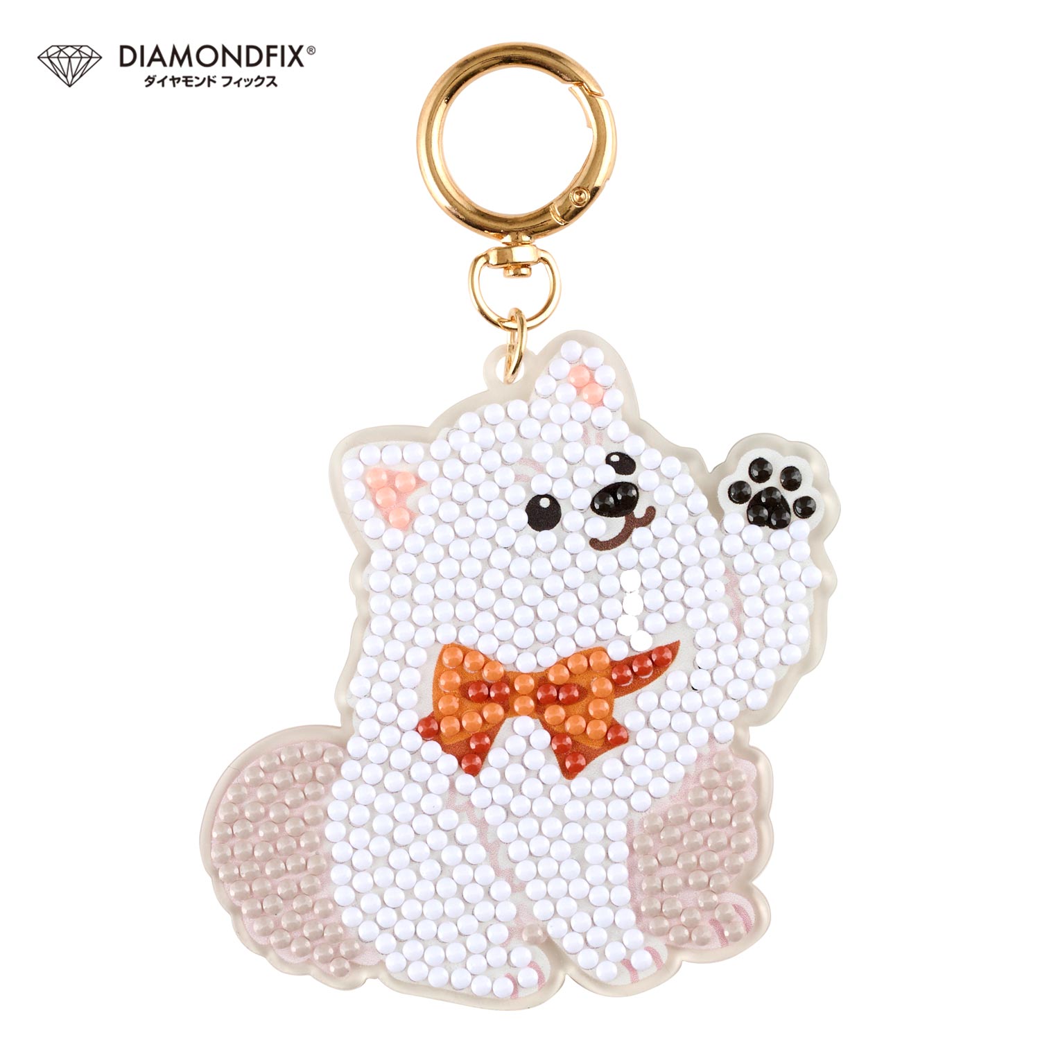 T10-6034 ダイヤモンドフィックス キーホルダー dog「サモエド」 (箱)