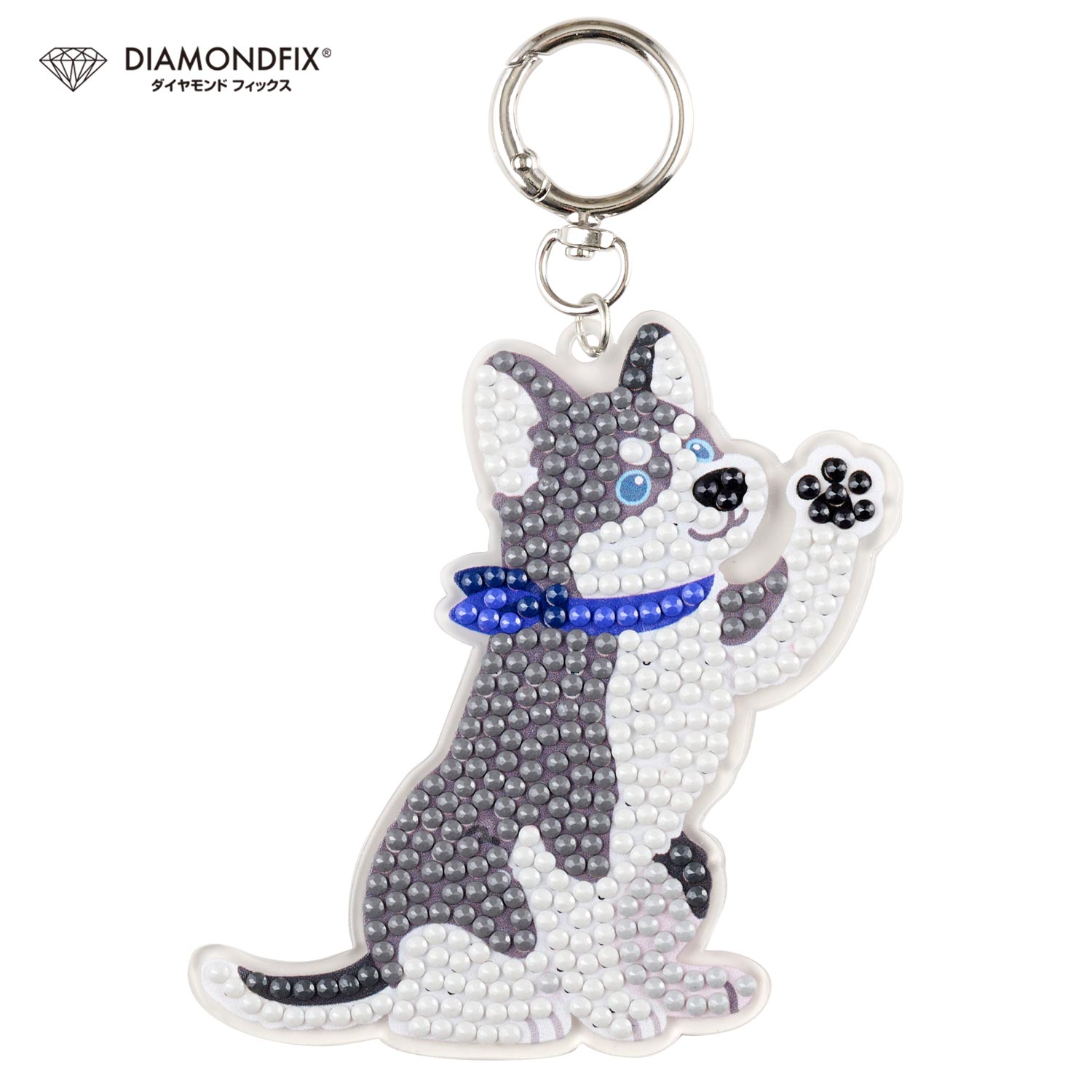 T10-6035 ダイヤモンドフィックス キーホルダー dog「シベリアンハスキー」 (箱)