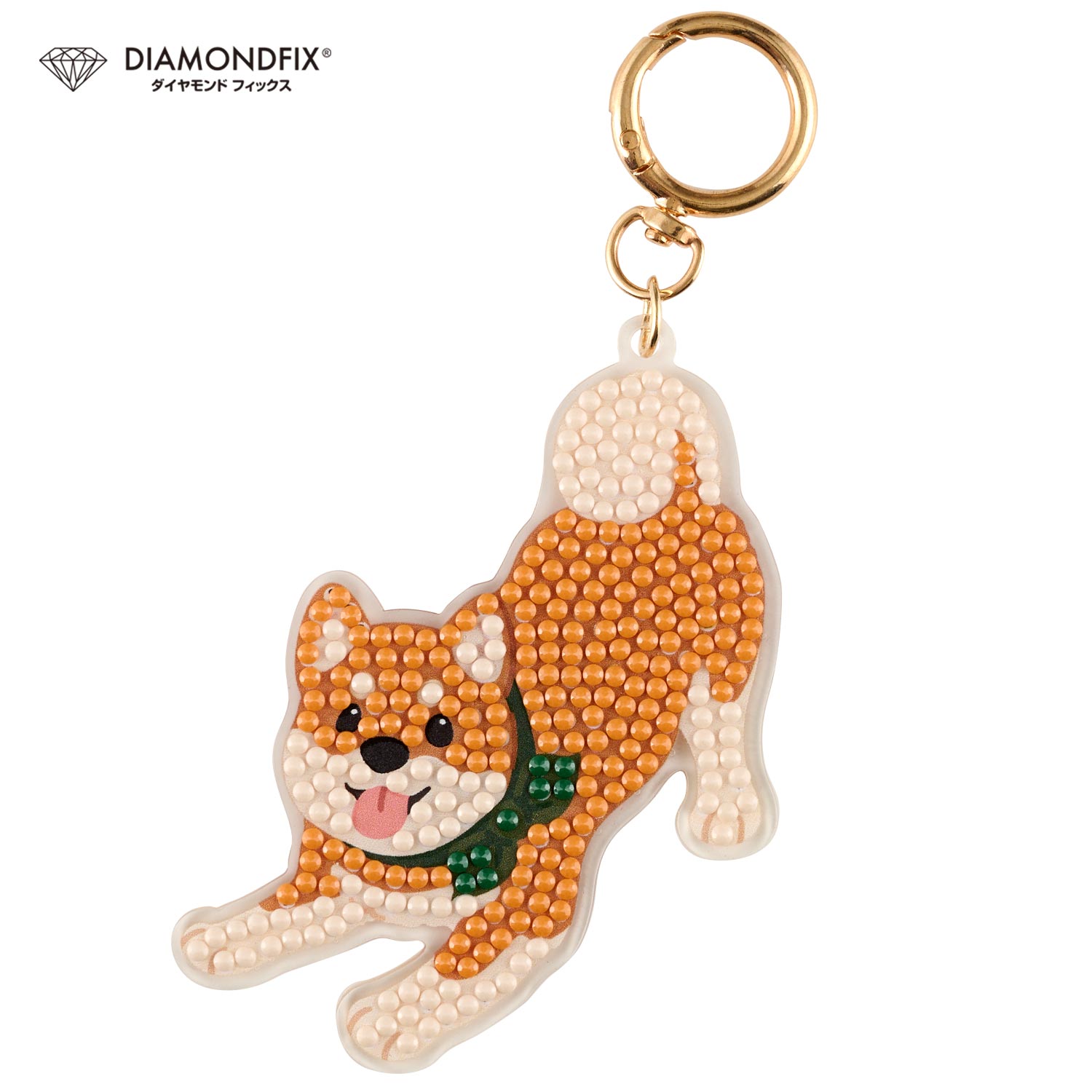 T10-6038 ダイヤモンドフィックス キーホルダー dog「柴犬」 (箱)