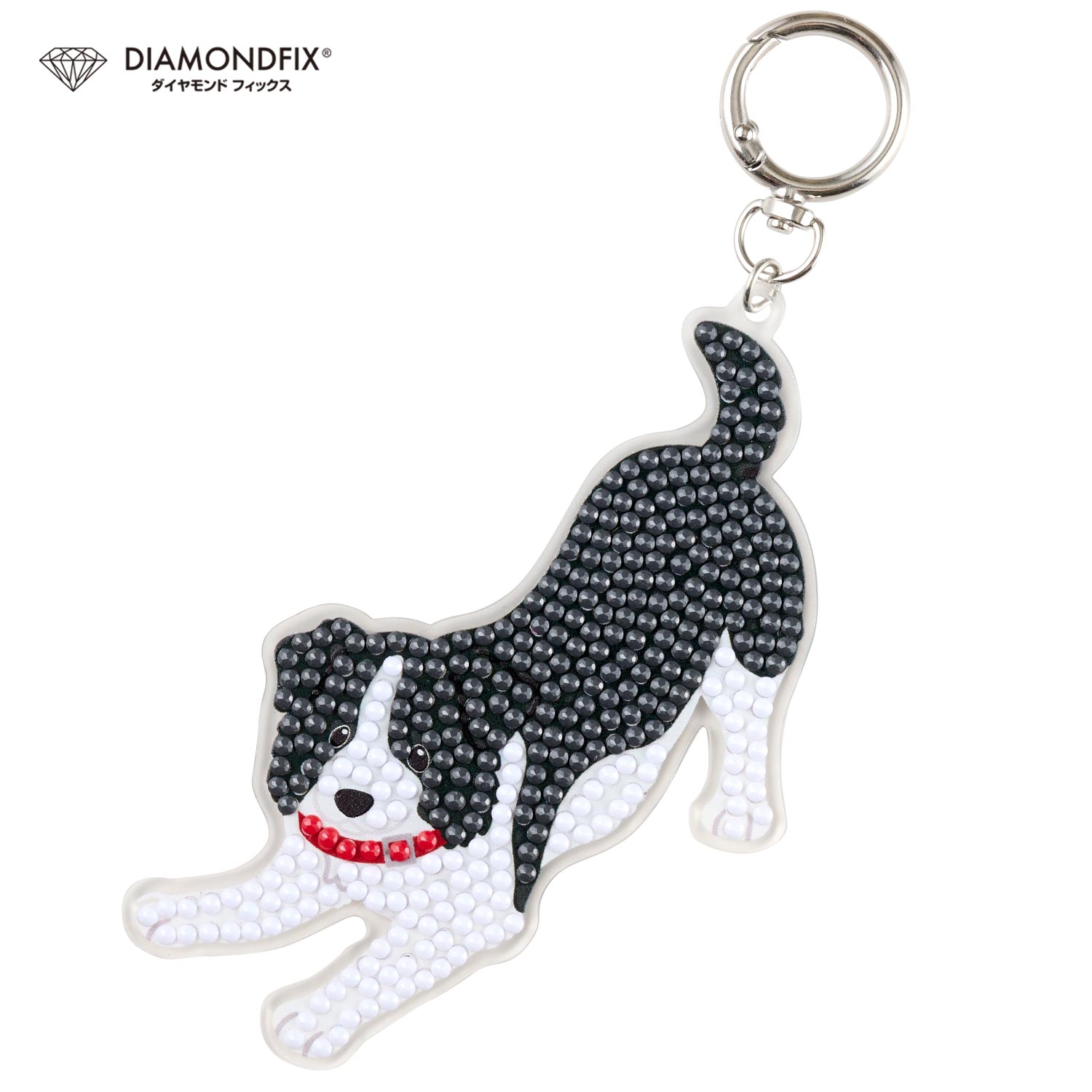 T10-6039 ダイヤモンドフィックス キーホルダー dog「ボーダーコリー」 (箱)