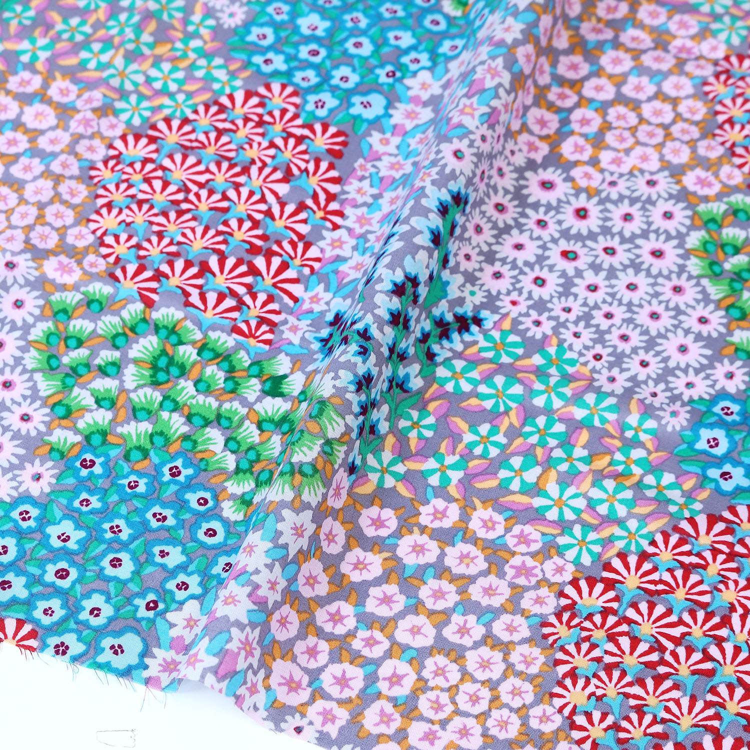 【第二弾】【2608新柄】FSP-1003 グレー地 小花総柄 ローン生地 USAプリント Kaffe Fassett ケイフ・ファセット FreeSpirit フリースピリット 1m単位 (m)