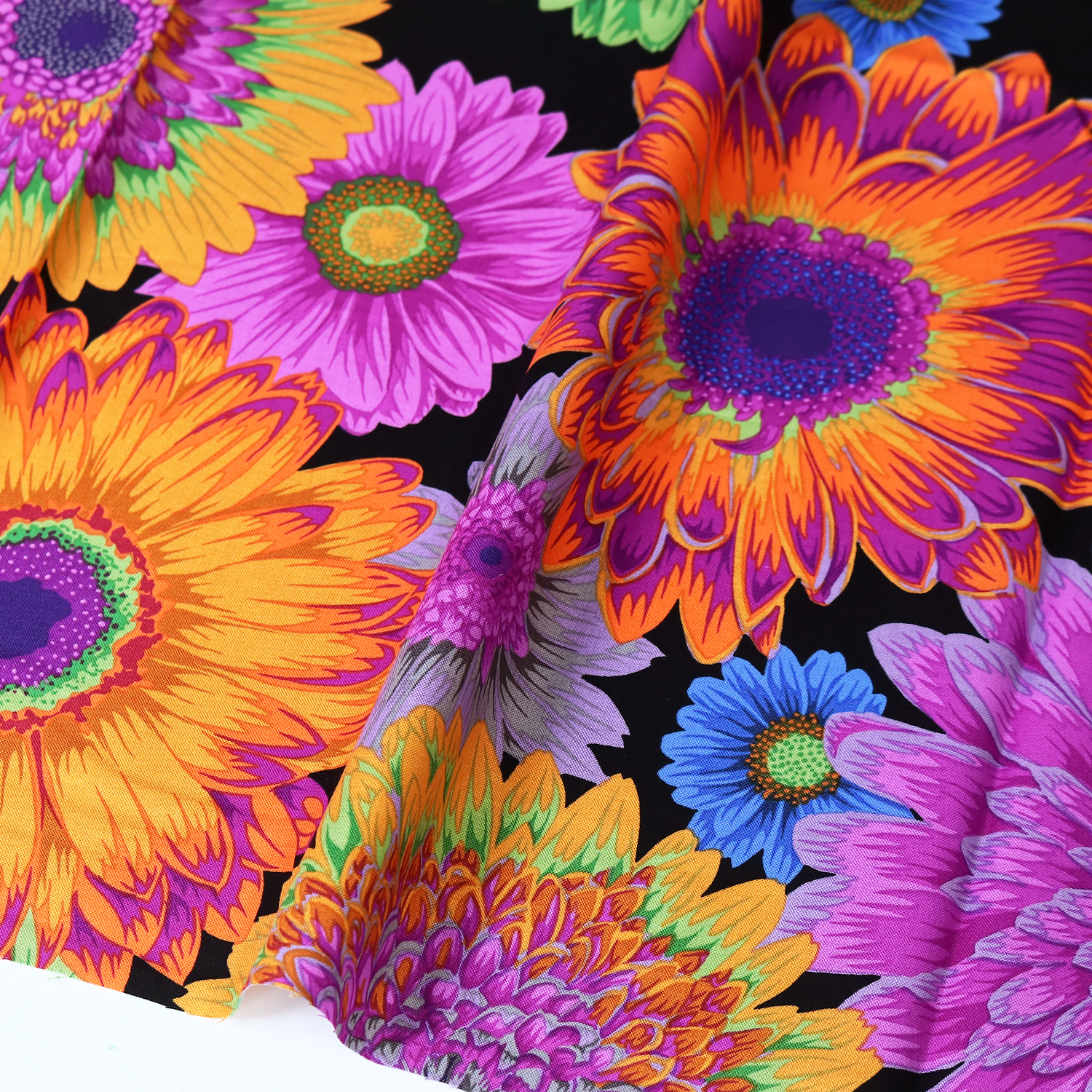 【第二弾】【2608新柄】FSP-963 黒地 大きな花 USAプリント Kaffe Fassett ケイフ・ファセット FreeSpirit フリースピリット 1m単位 (m)