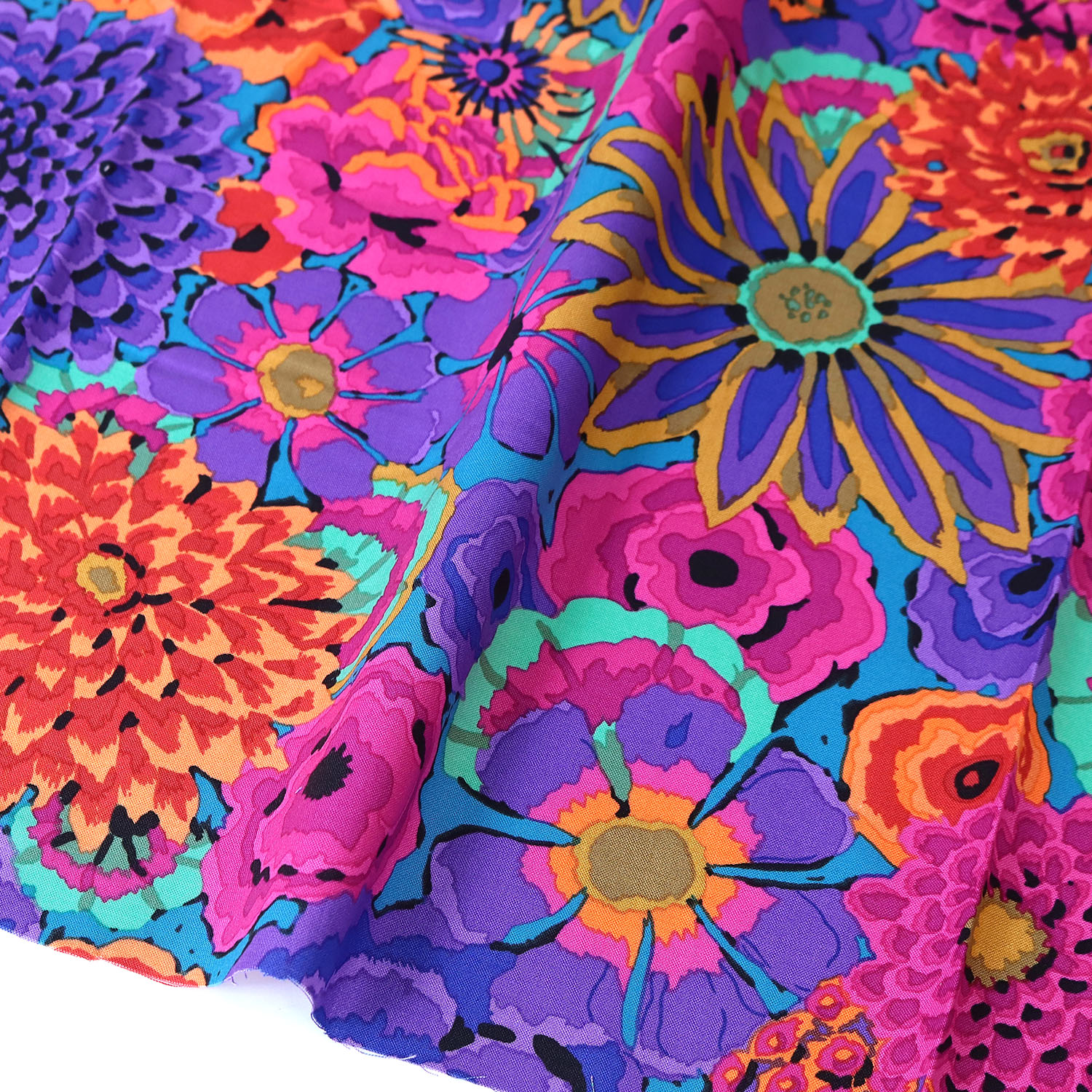 【第二弾】【2608新柄】FSP-976 青地 花柄 ローン生地 USAプリント Kaffe Fassett ケイフ・ファセット FreeSpirit フリースピリット 1m単位 (m)