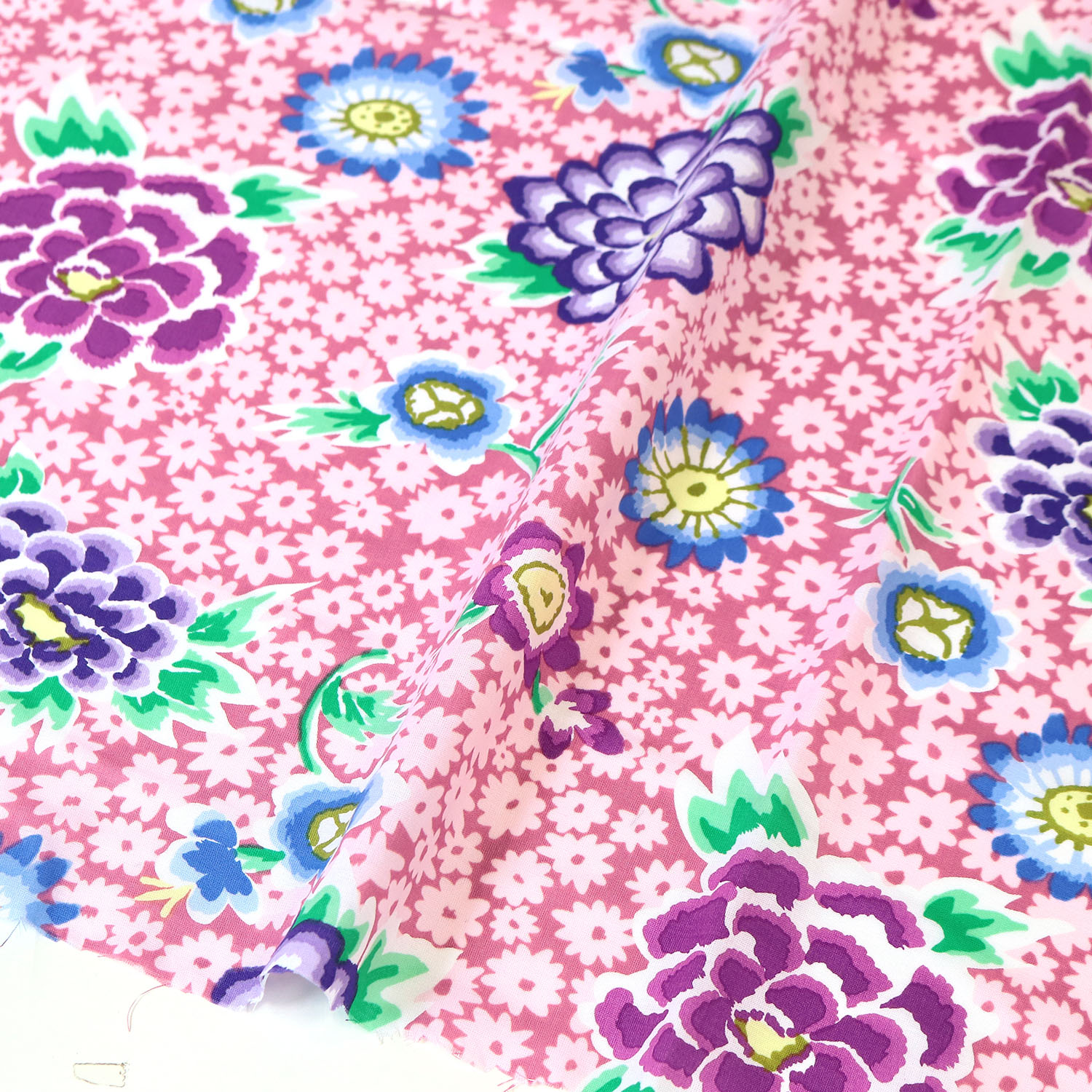 【第二弾】【2608新柄】FSP-983 ピンク地 花柄 ローン生地 USAプリント Kaffe Fassett ケイフ・ファセット FreeSpirit フリースピリット 1m単位 (m)