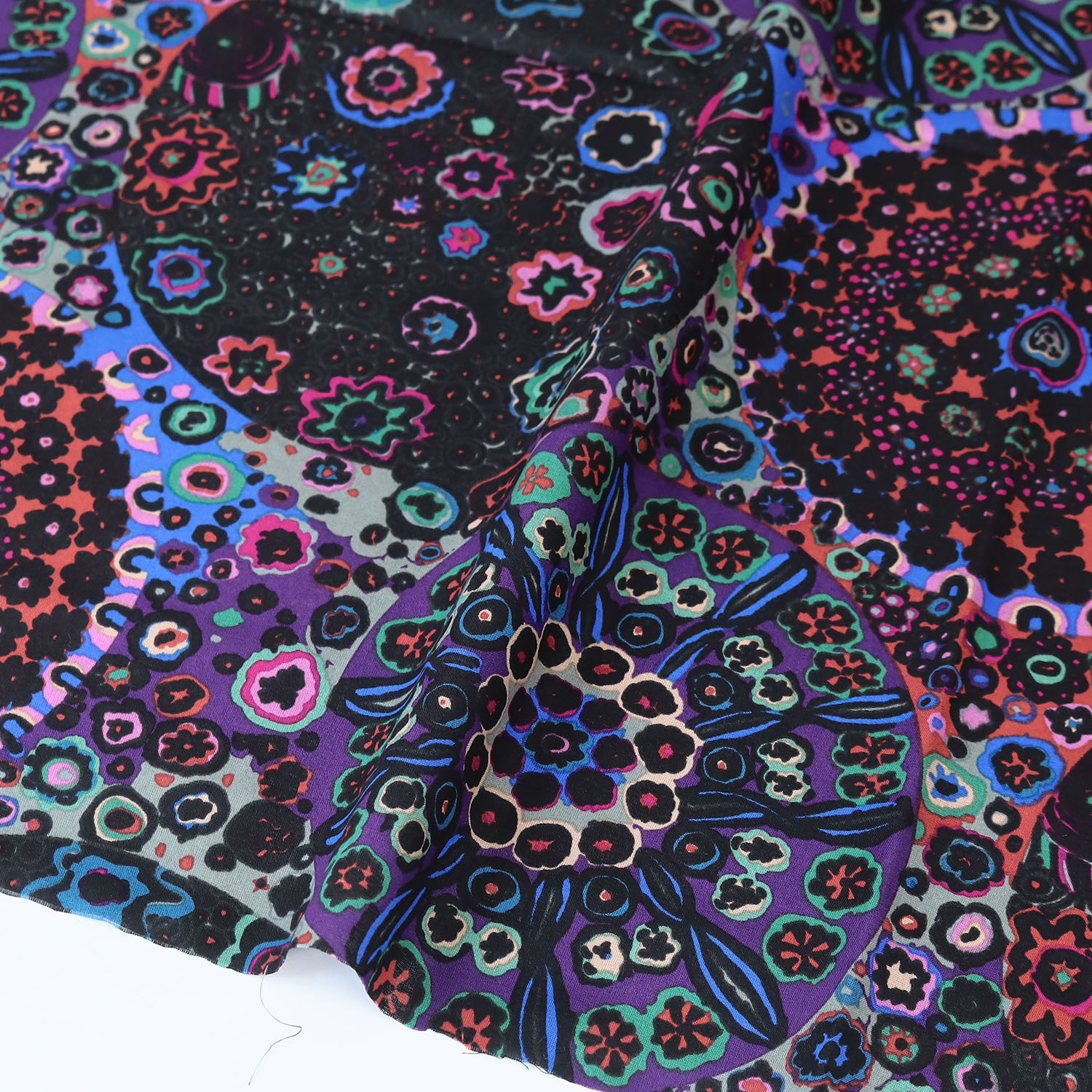 【第二弾】【2608新柄】FSP-985 黒地 丸 総柄 ローン生地 USAプリント Kaffe Fassett ケイフ・ファセット FreeSpirit フリースピリット 1m単位 (m)